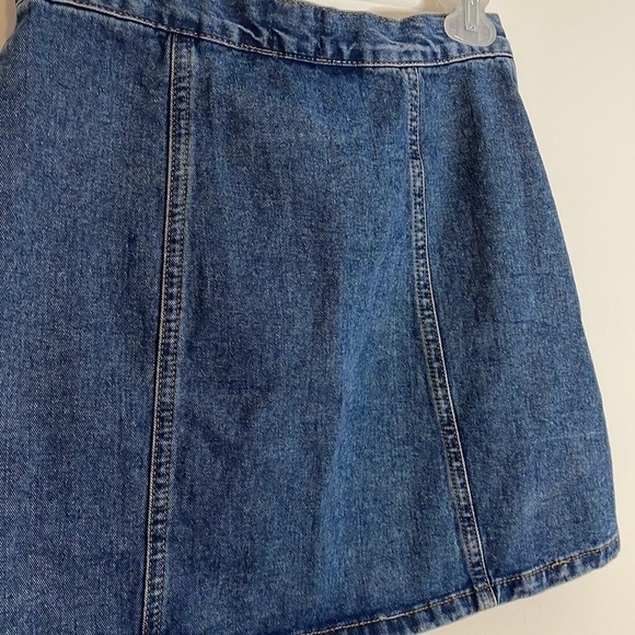 BDG Button Front Mini Denim Skirt Small Dark Blue Swing A-Line Pockets - Picture 6 of 11